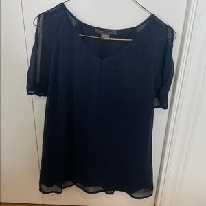 Suzy Shier Navy Sheer Blouse